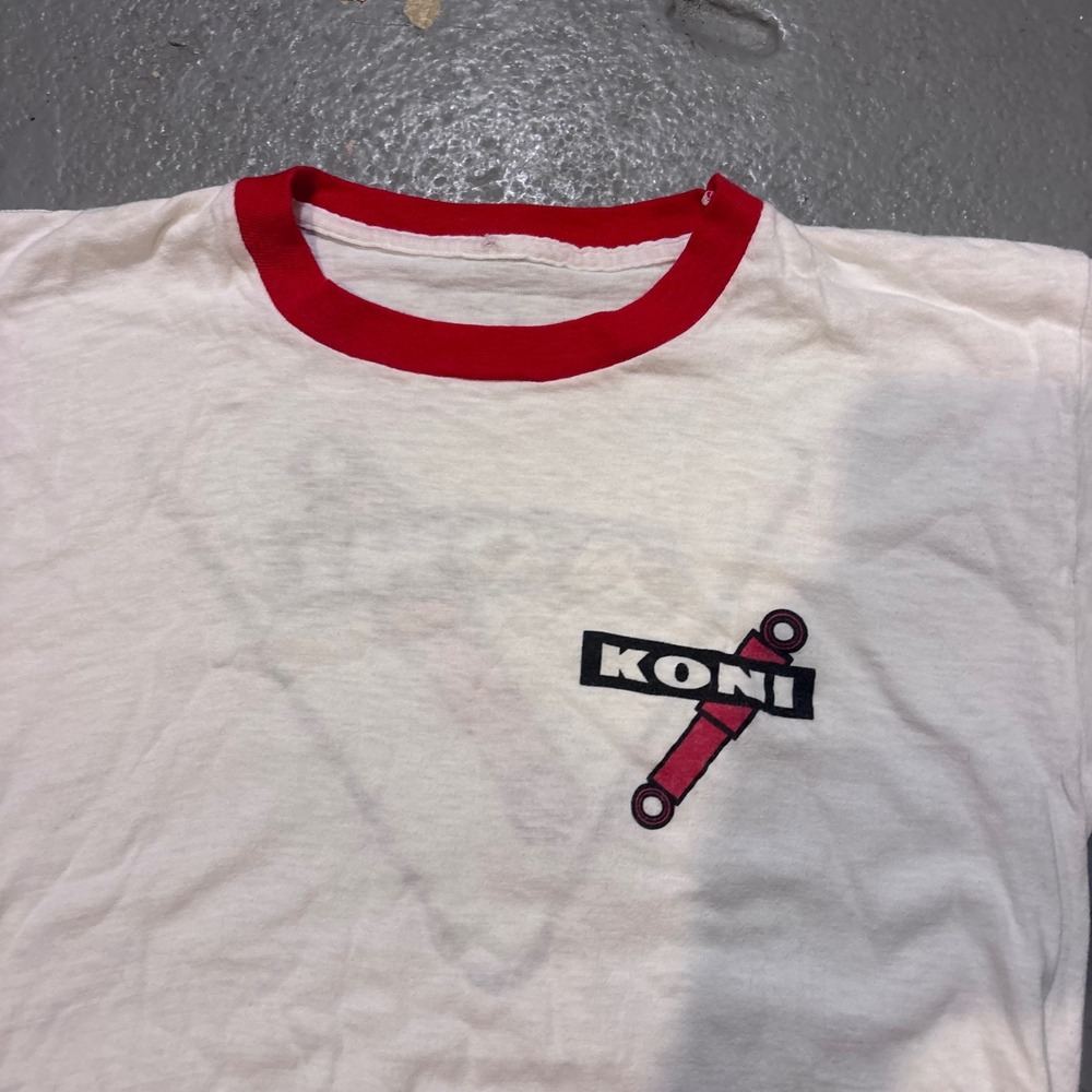 Vintage 80s KONI Shocks Ringer T Shirt Single Stitch Racing Motorsports SM - Picture 4 of 8